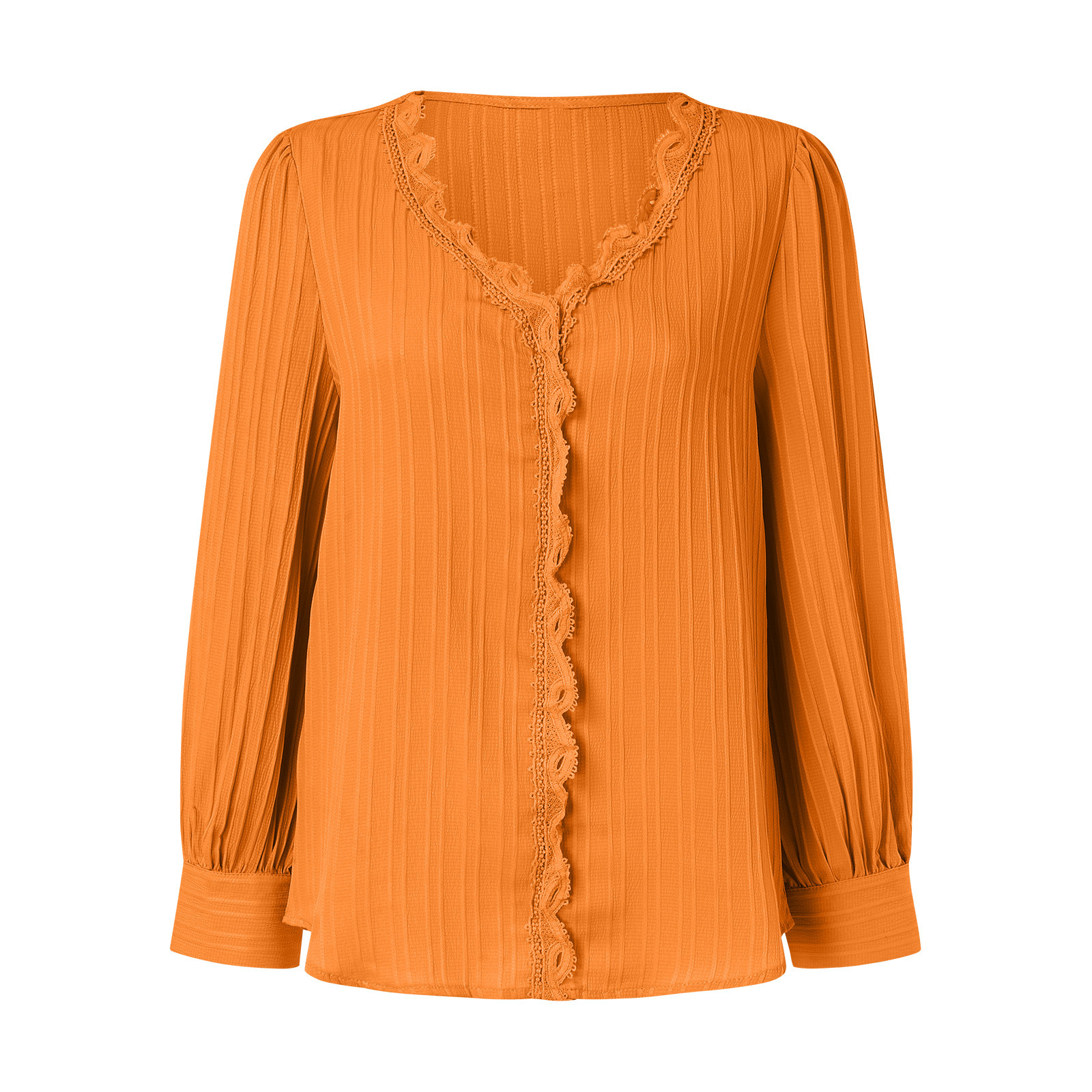 thumbnail image 4 of Blusa de encaje con cuello en V para mujer - Color liso, manga corta, poliéster, camisa elegante y casual para el trabajo o una cita, 4 of 5